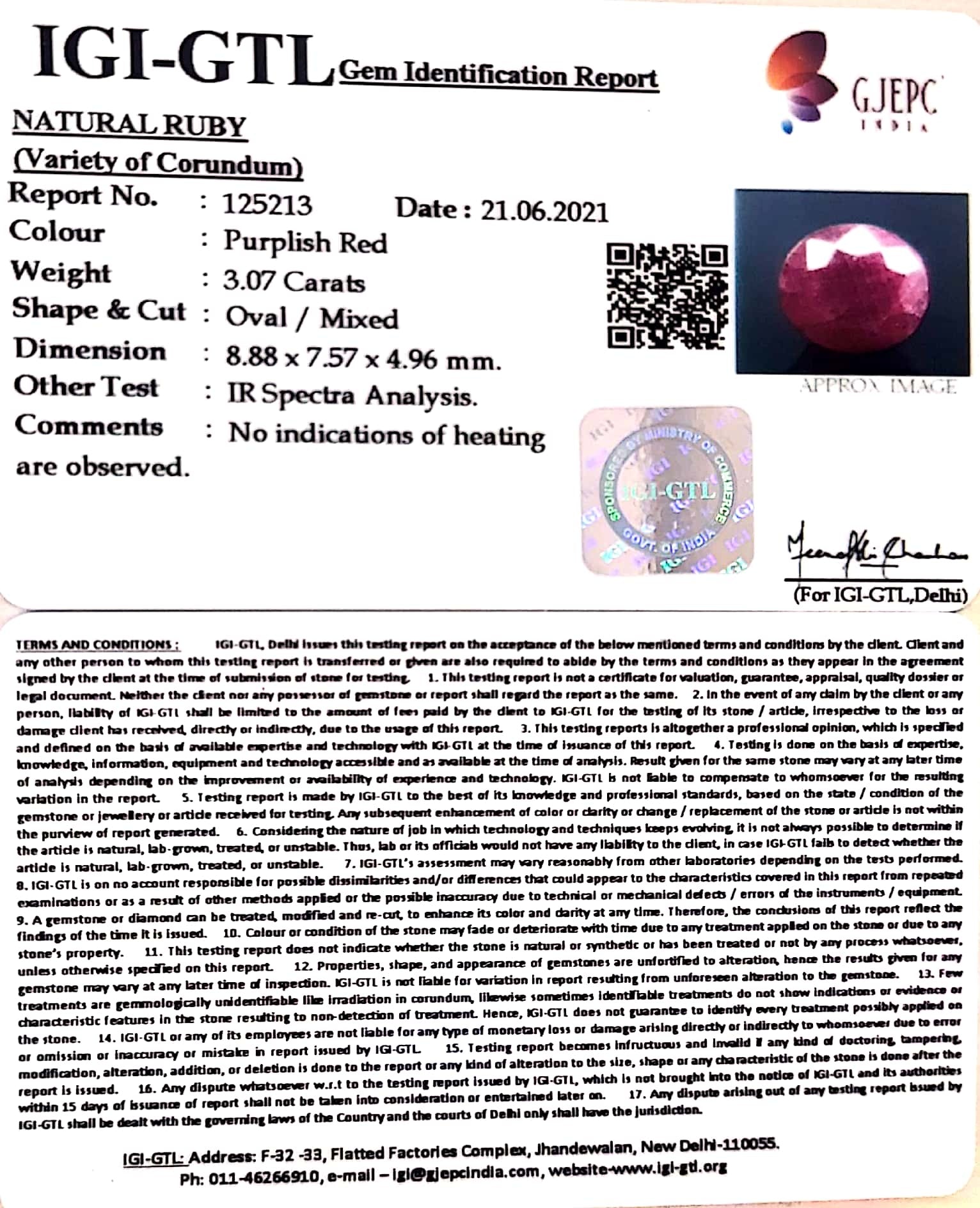 3.40 Ratti Natural Neo Burma Ruby with Govt. Lab Certificate-(3441)