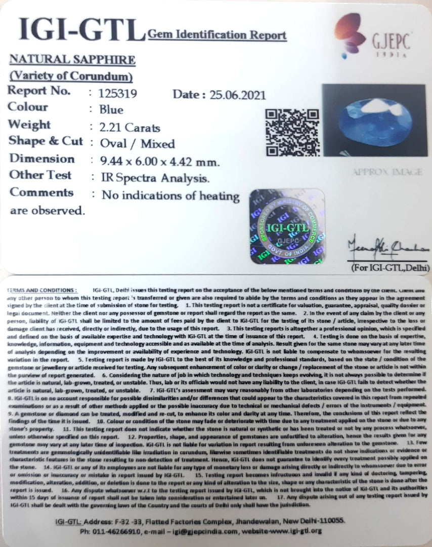 2.45 Ratti Natural Neelam with Govt Lab Certificate-(6771)