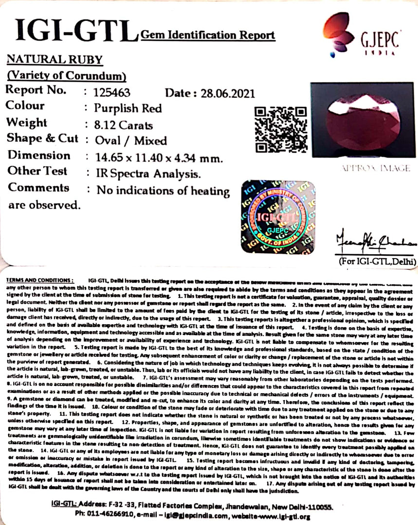 9.01 Ratti Natural Neo Burma Ruby with Govt. Lab Certificate-(5661)