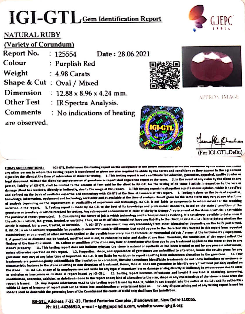 5.52 Ratti Natural Neo Burma Ruby with Govt. Lab Certificate-(5661)