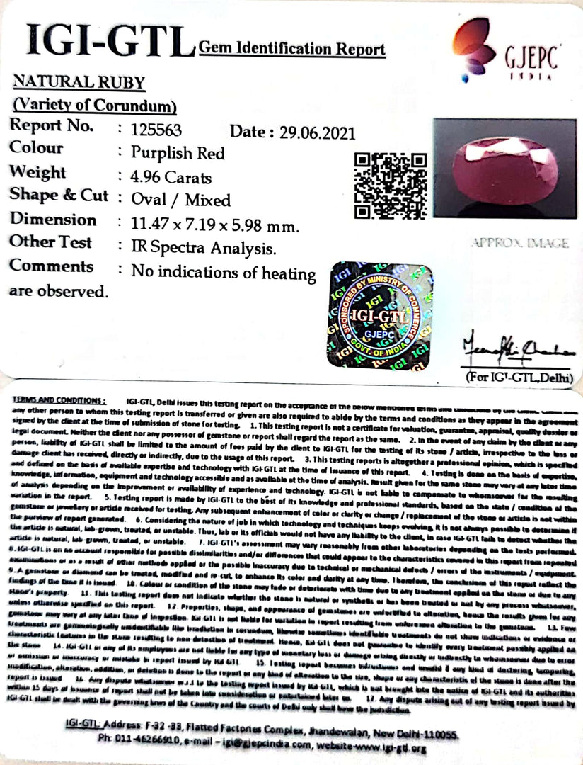 5.50 Ratti Natural New Burma Ruby with Govt. Lab Certificate-(4551)