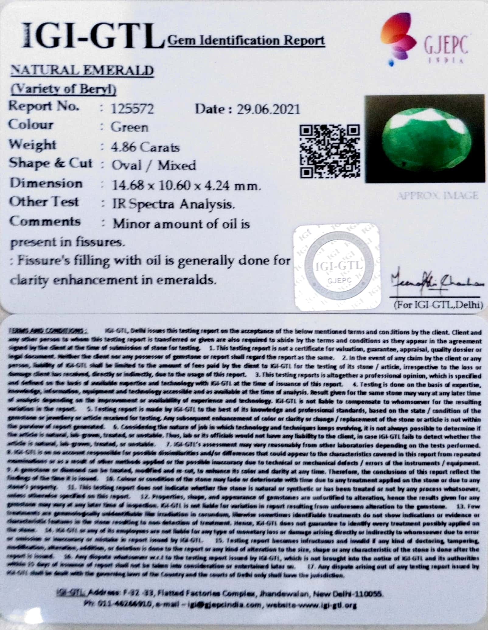5.39 Ratti Natural emerald with Govt Lab Certificate-(2331)