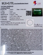 Load image into Gallery viewer, 4.98/CT Natural Emerald Stone With Govt. Lab Certified (6771)