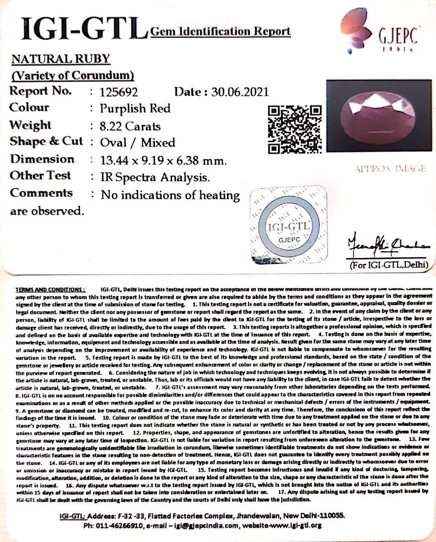 9.12 Ratti Natural Neo Burma Ruby with Govt. Lab Certificate-(3441)