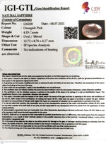 Load image into Gallery viewer, 4.53/CT Natural Pink Sapphire with Govt Lab Certificate (45510)