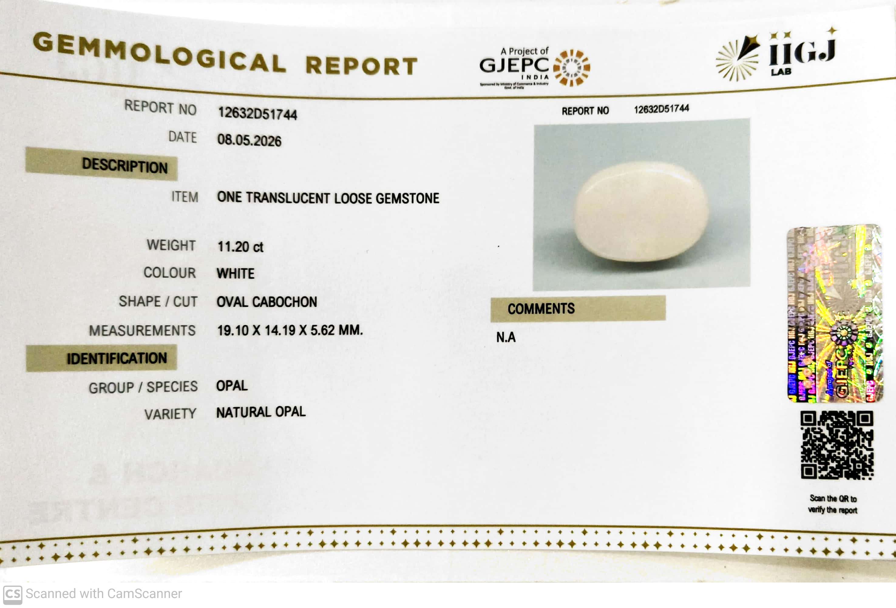 11.2/CT Natural FIRE OPAL with Govt. Lab Certificate-12632D51744