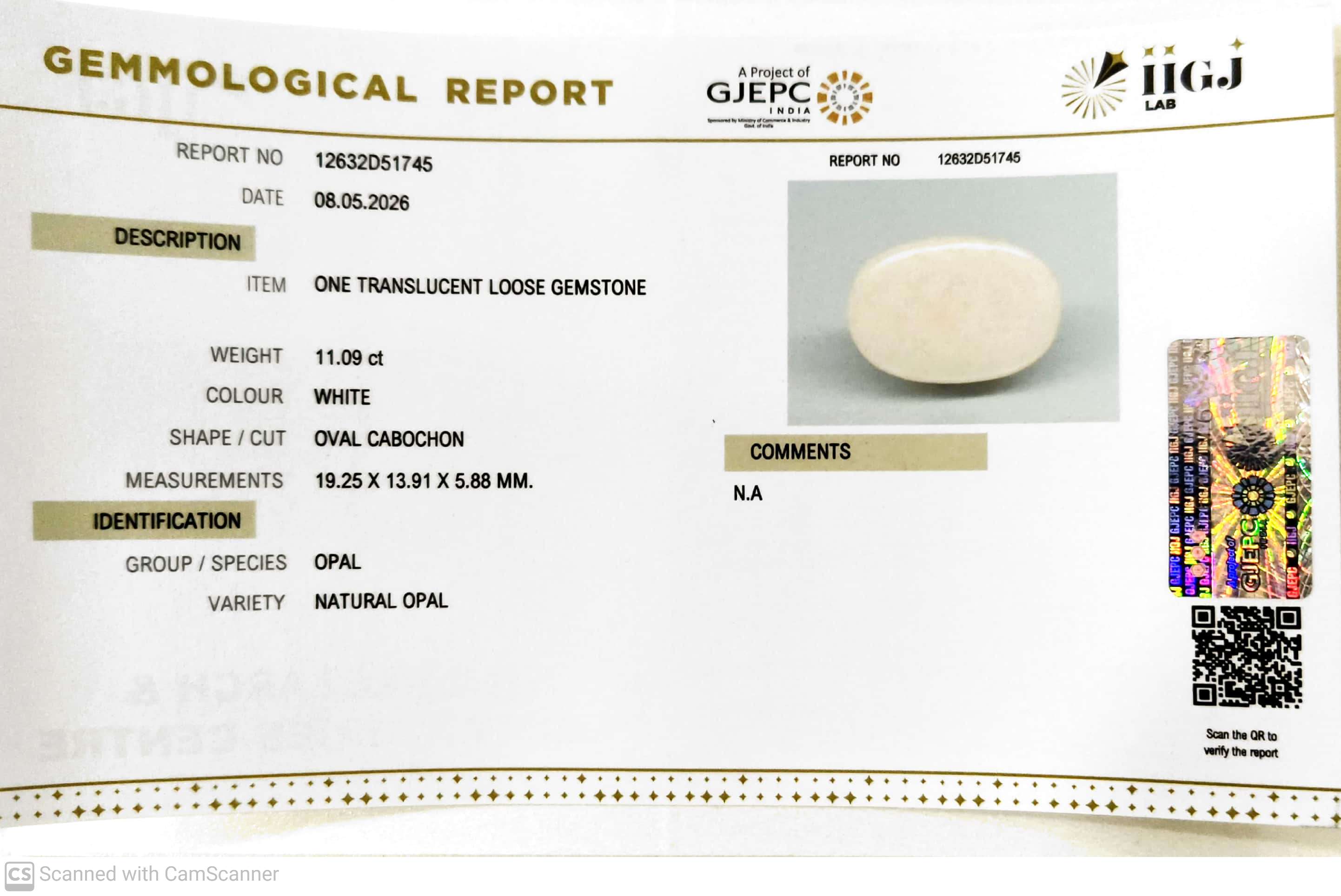 11.09/CT Natural FIRE OPAL with Govt. Lab Certificate-12632D51745