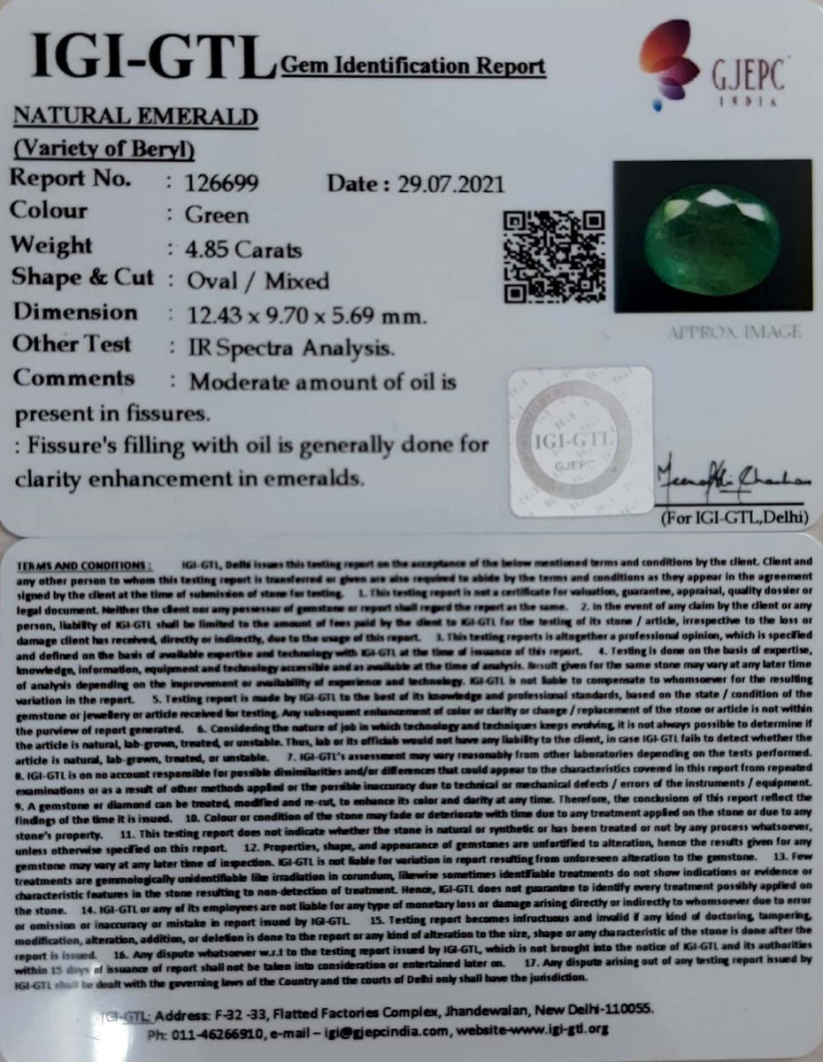 5.38 Ratti Natural Panna Stone with Govt. Lab Certified (12210)