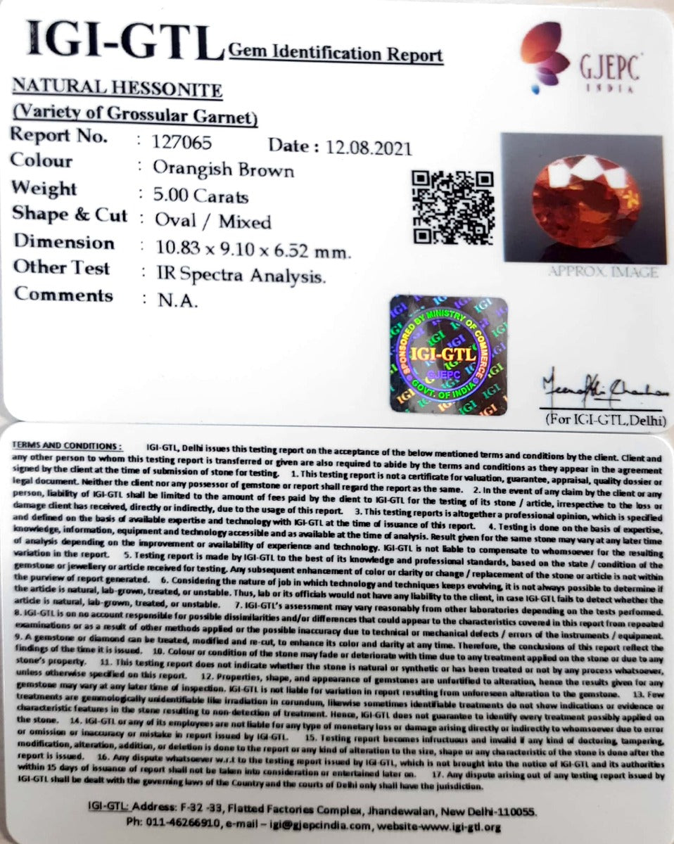 5.00/CT Natural Govt. Lab Certified Ceylonese Gomed-(127065)