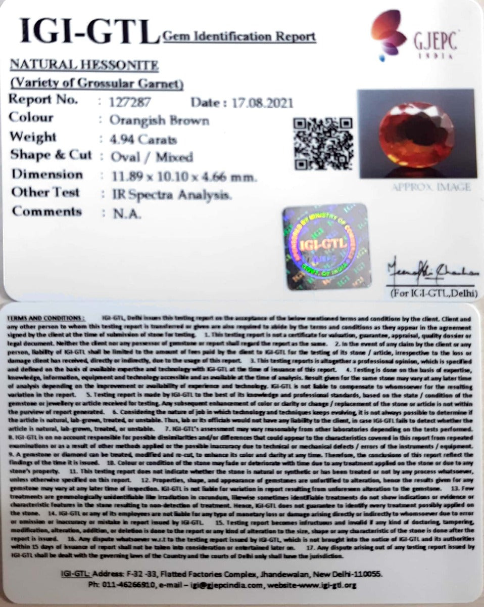 4.94/CT Natural Govt. Lab Certified Ceylonese Gomed-127287