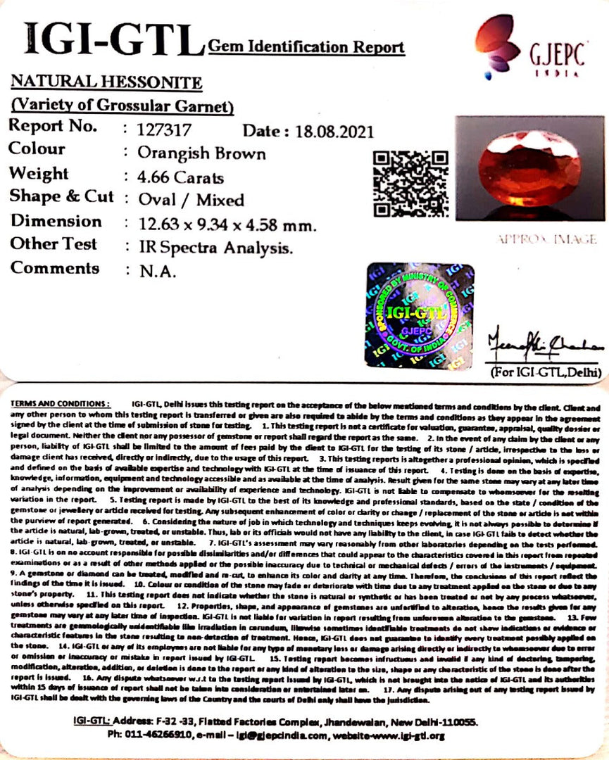 4.66/CT Natural Govt. Lab Certified Ceylonese Gomed-(1221)