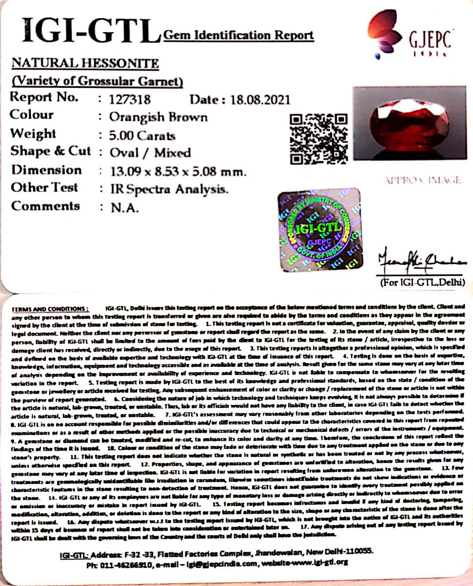 5.00/CT Natural Govt. Lab Certified Ceylonese Gomed-(127318)