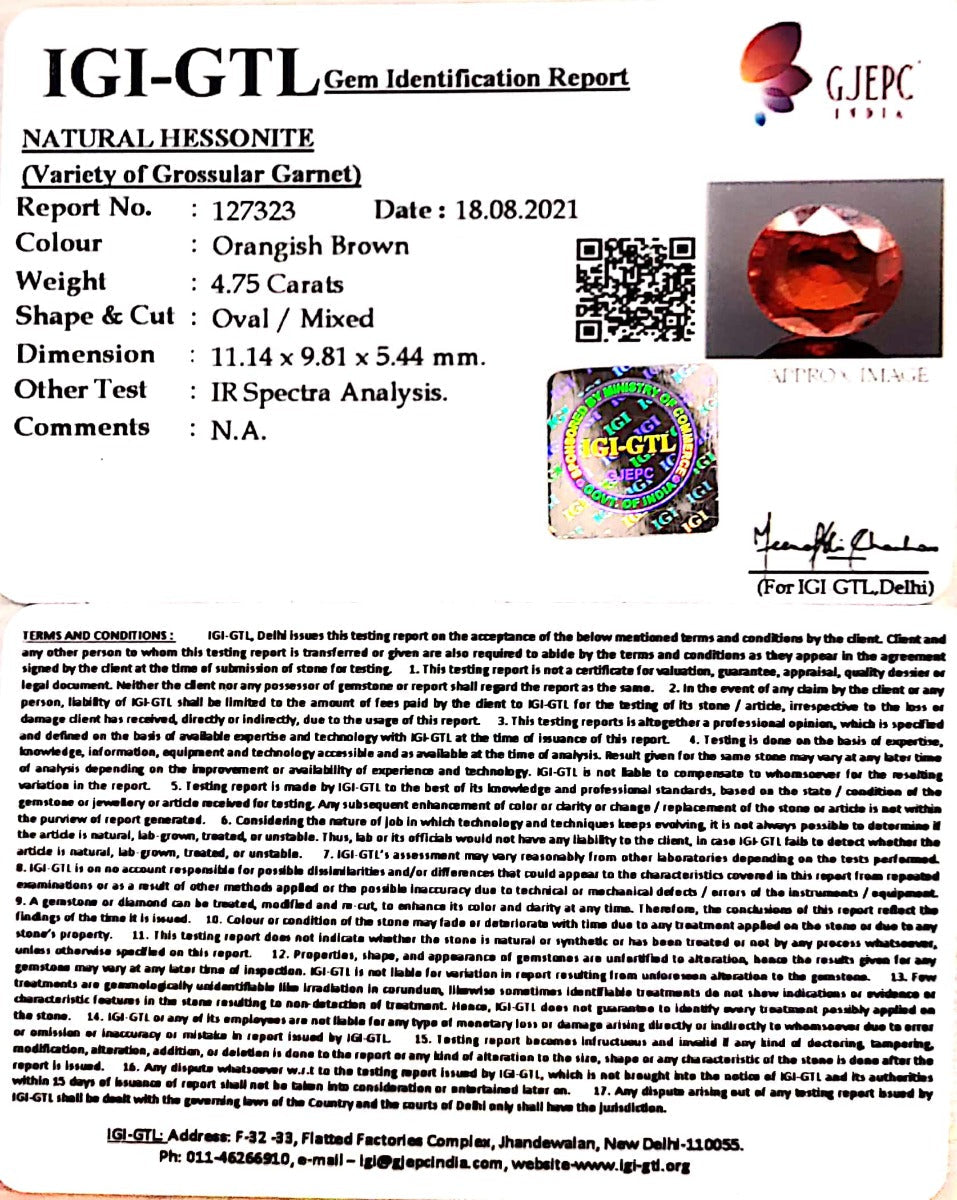 4.75/CT Natural Govt. Lab Certified Ceylonese Gomed-(127323)