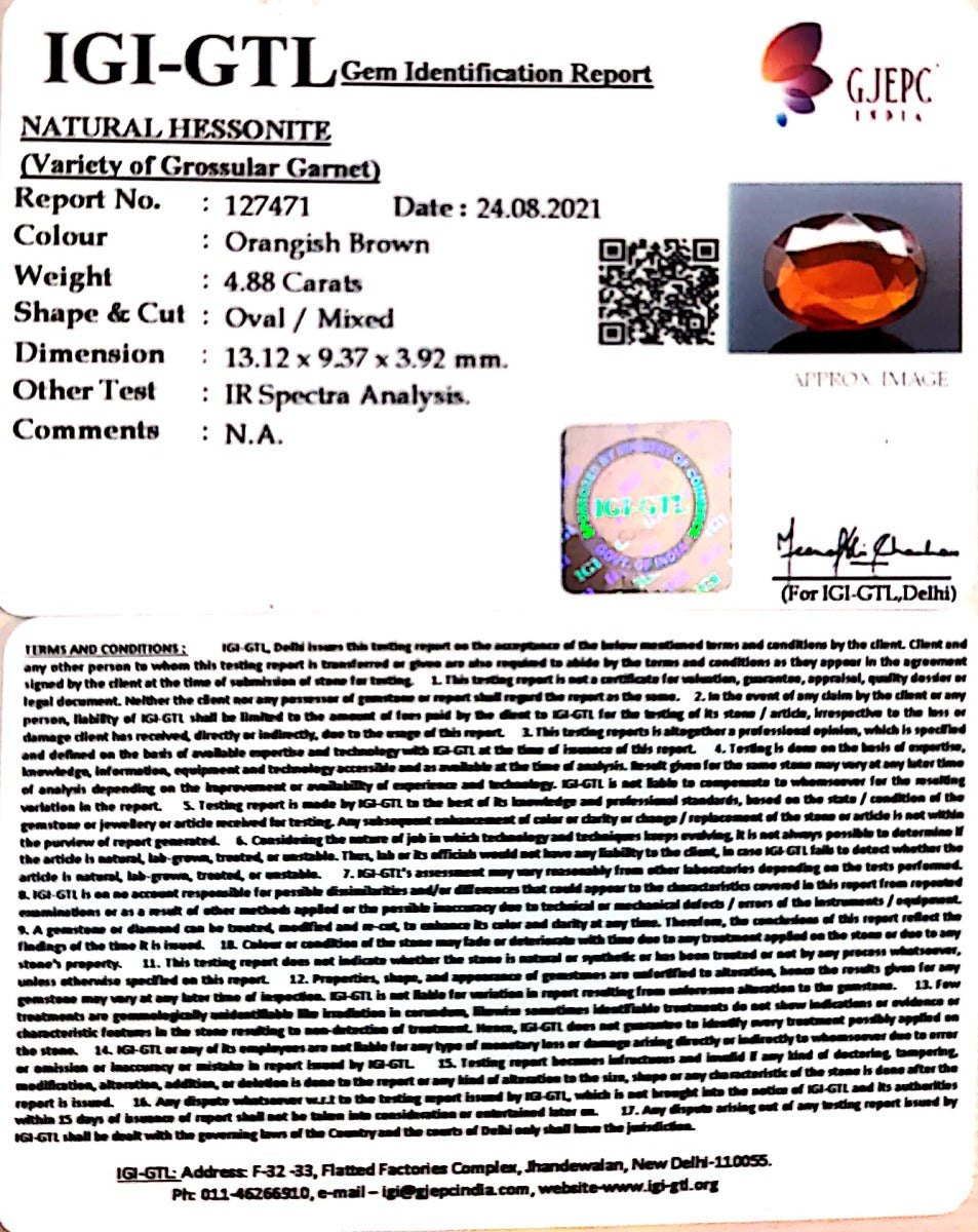 4.88/CT Natural Govt. Lab Certified Ceylonese Gomed-(1221)