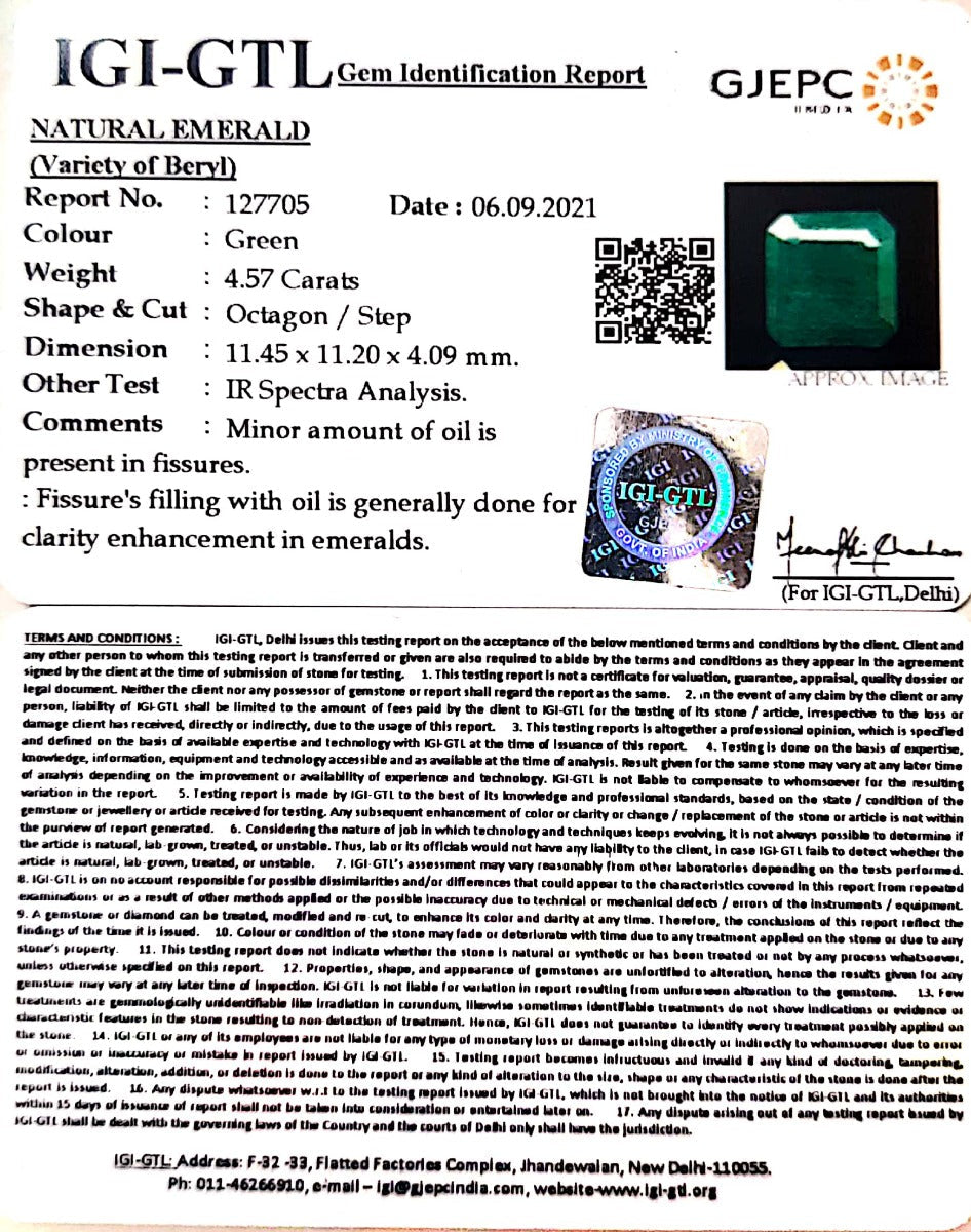 4.57/CT Natural Green Panna Stone with Govt. Lab Certified-(2331)