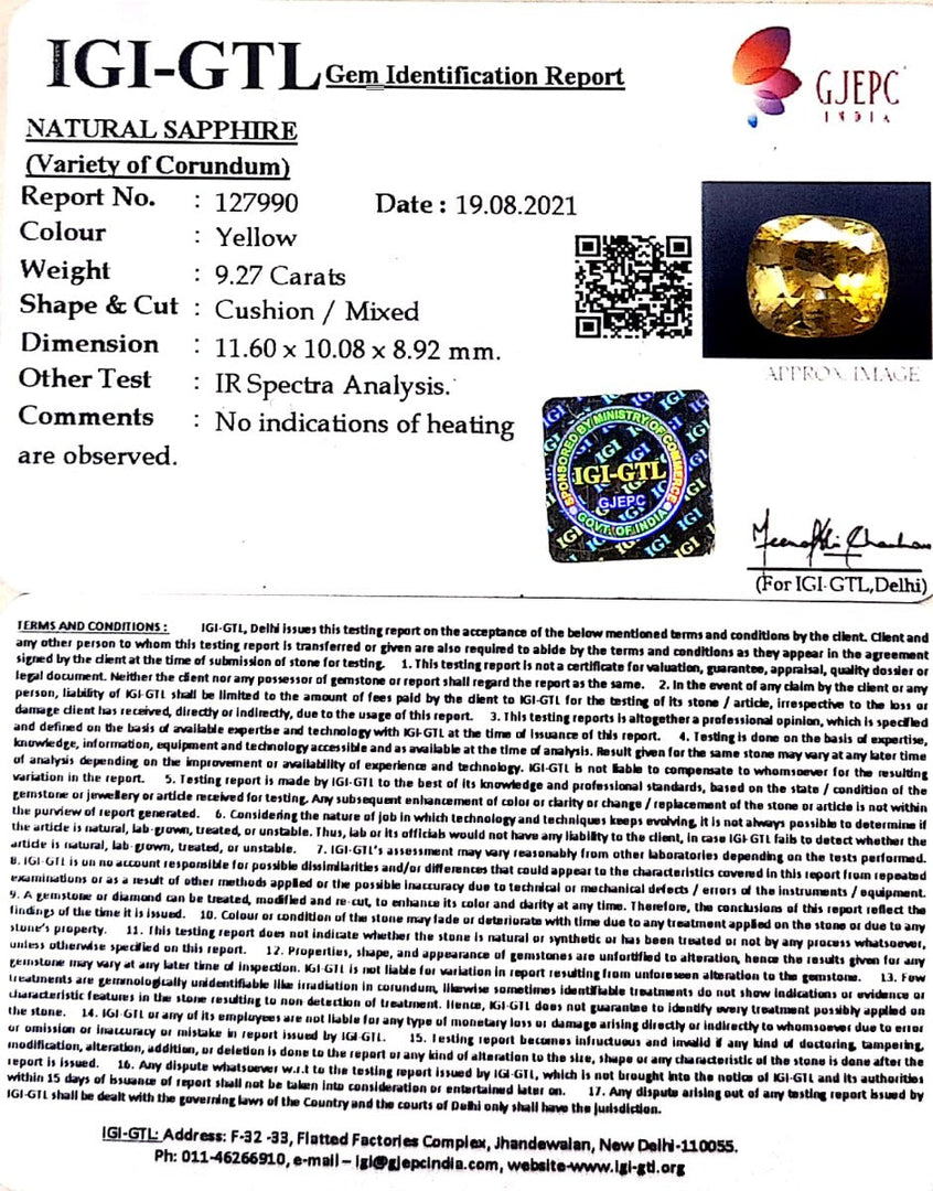9.27/CT Natural Ceylonese Pukhraj with Govt Lab Certificate-78810
