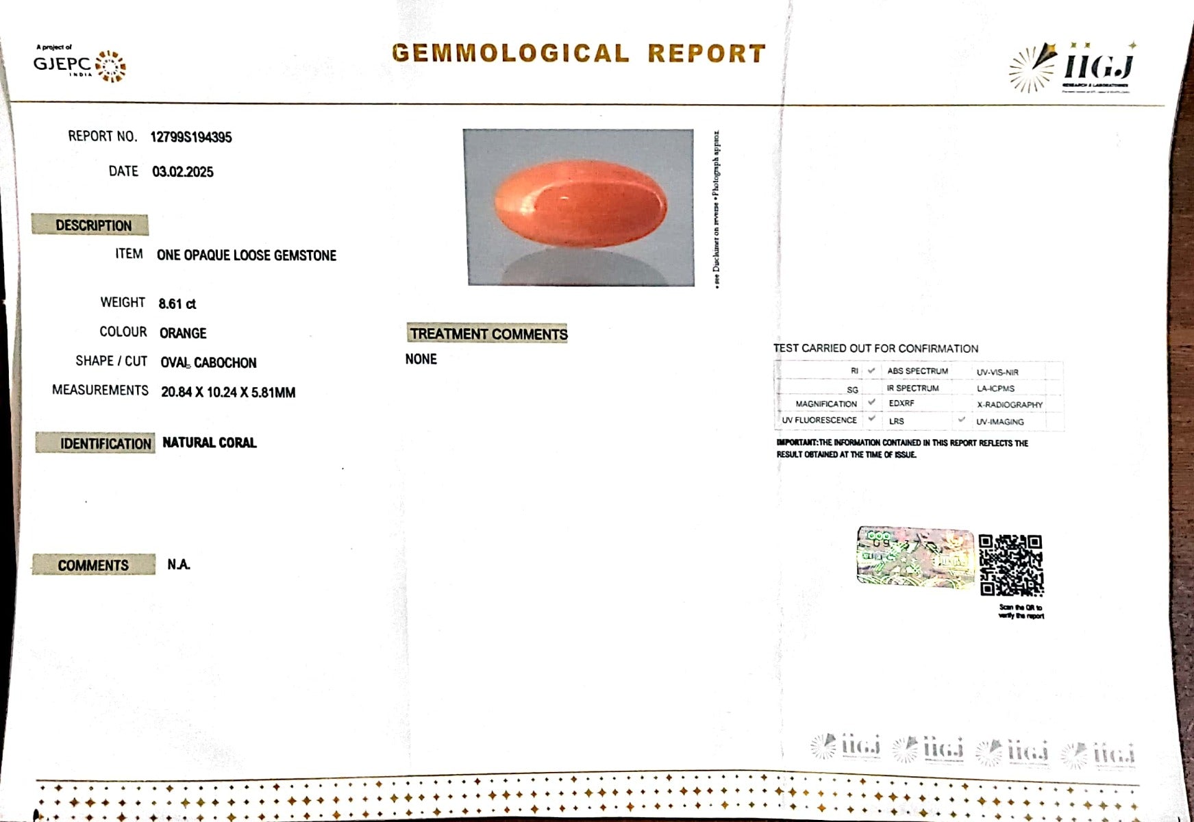 8.61/Carat Natural Japanese Red Coral-7100