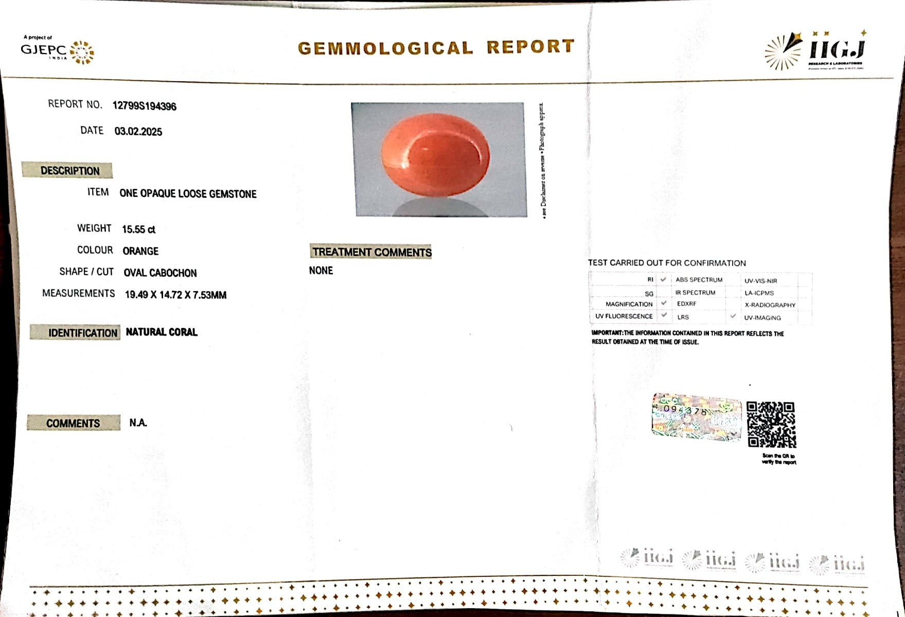 15.55/Carat Natural Japanese Red Coral-7100