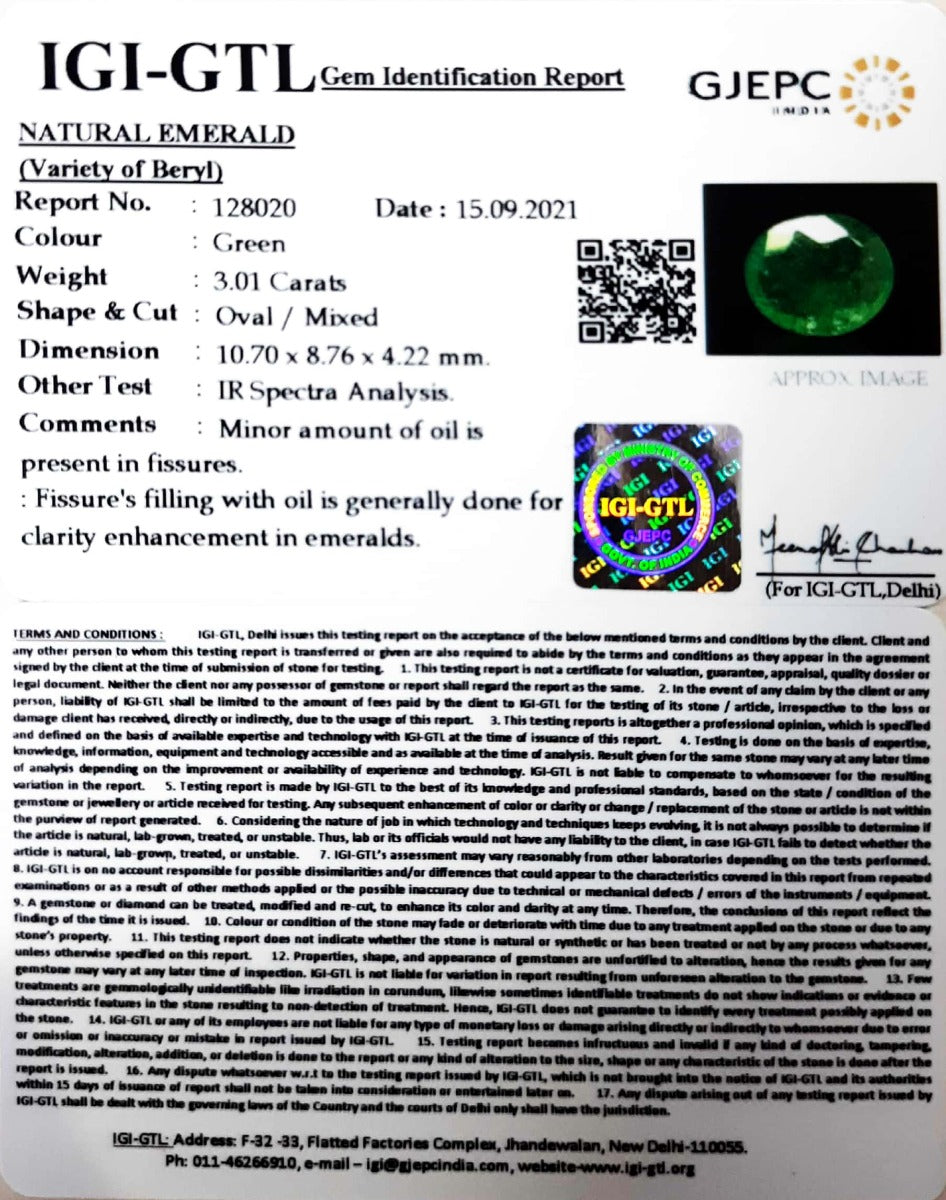 3.34/Ratti Natural Panna Stone with Govt. Lab Certificate