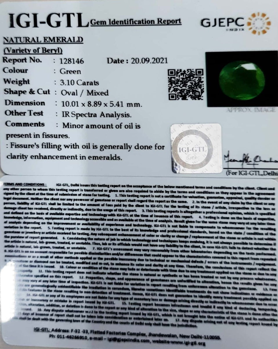 3.44 Ratti Natural Panna Stone with Govt. Lab Certified-(2331)