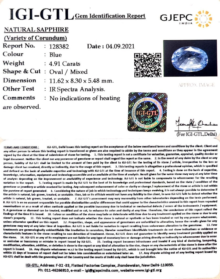 4.91/CT Nature Neelam with Govt Lab Certificate-BLUSA9W