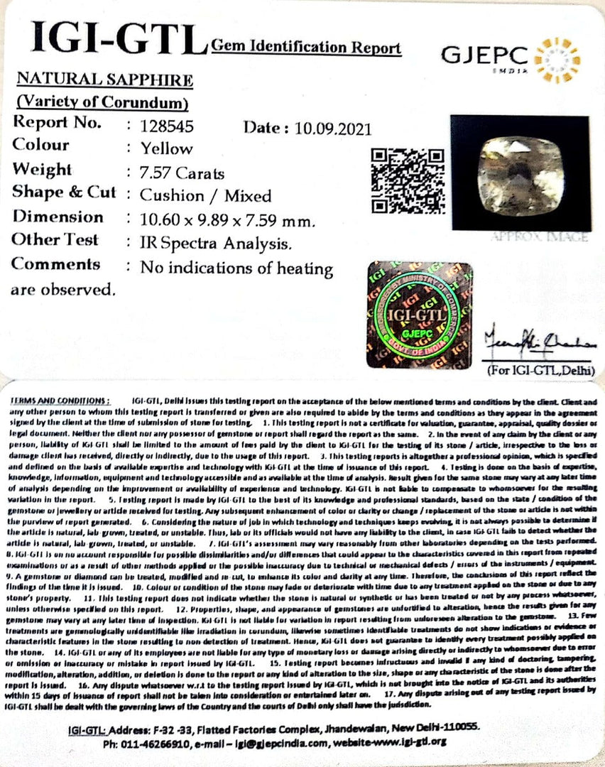 7.57/CT Natural Ceylonese Pukhraj with Govt Lab Certificate-45510