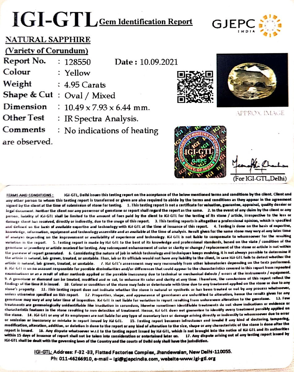 4.95/CT Natural Ceylonese Pukhraj with Govt Lab Certificate