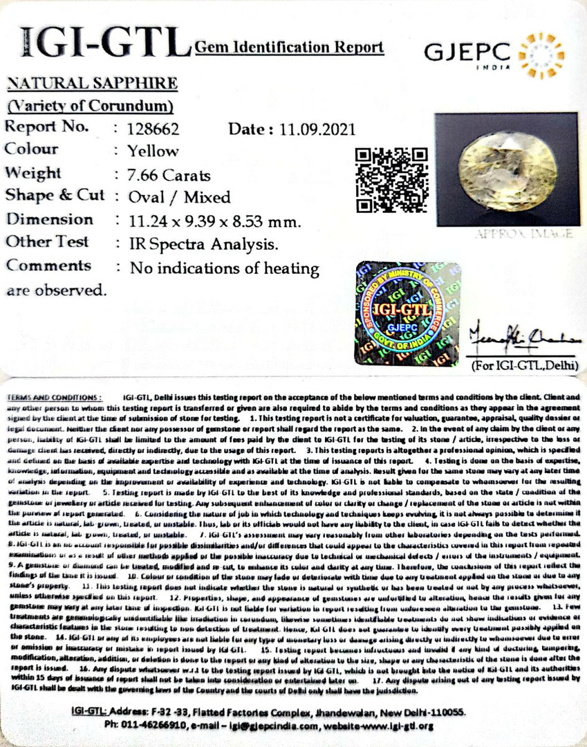 7.66/CT Natural Ceylonese Pukhraj with Govt Lab Certificate-16650