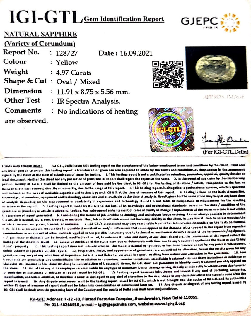 4.97/CT Natural Ceylonese Pukhraj with Govt Lab Certificate-YELSA9U