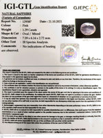 Load image into Gallery viewer, 1.29/CT Natural Pink Sapphire with Govt Lab Certificate (8991)