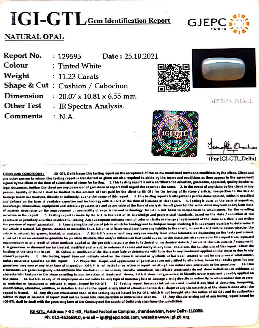 12.46 Ratti Natural Opal with Govt. Lab Certificate (832)