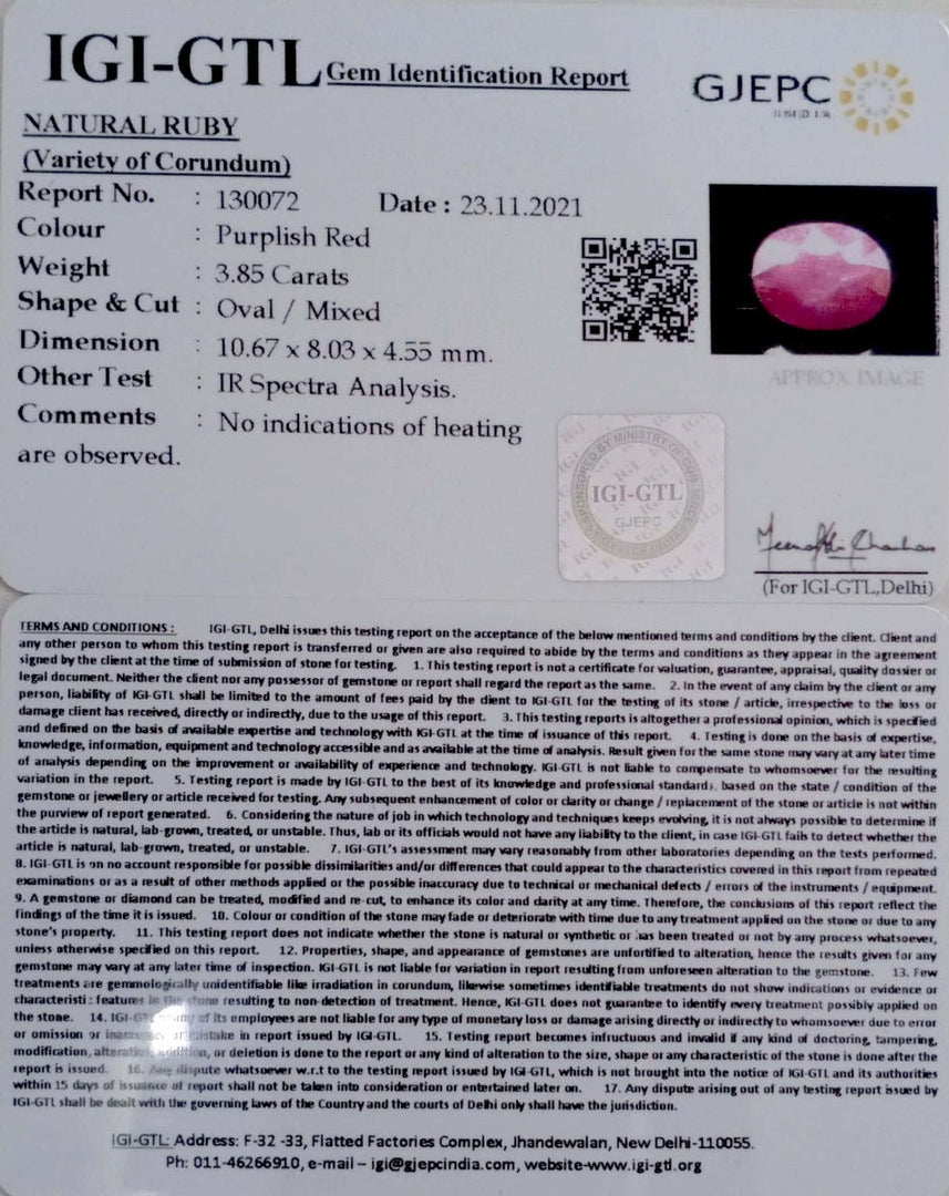 4.27 Ratti Natural New Burma Ruby with Govt. Lab Certificate-(4551)