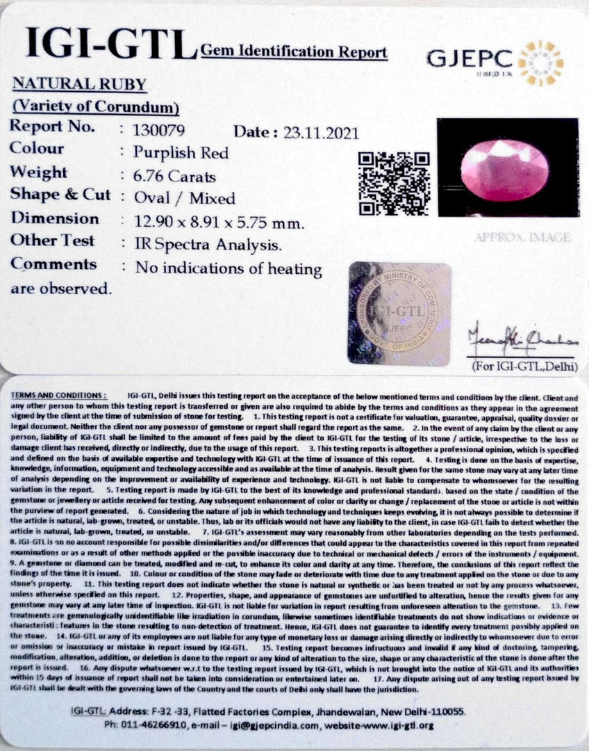 7.50 Ratti Natural new burma Ruby with Govt. Lab Certificate-(2331)