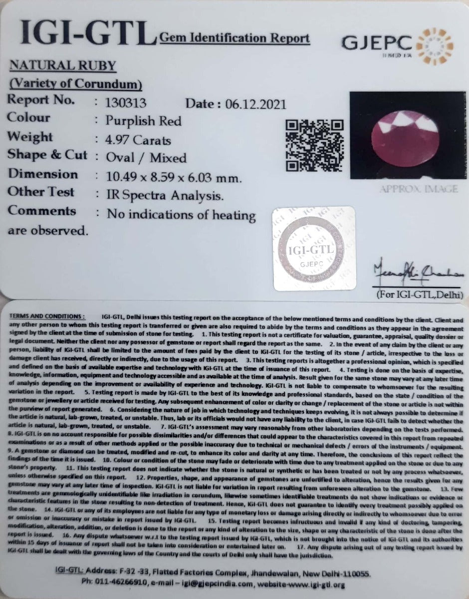 5.51 Ratti Natural new burma Ruby with Govt. Lab Certificate-(130313)