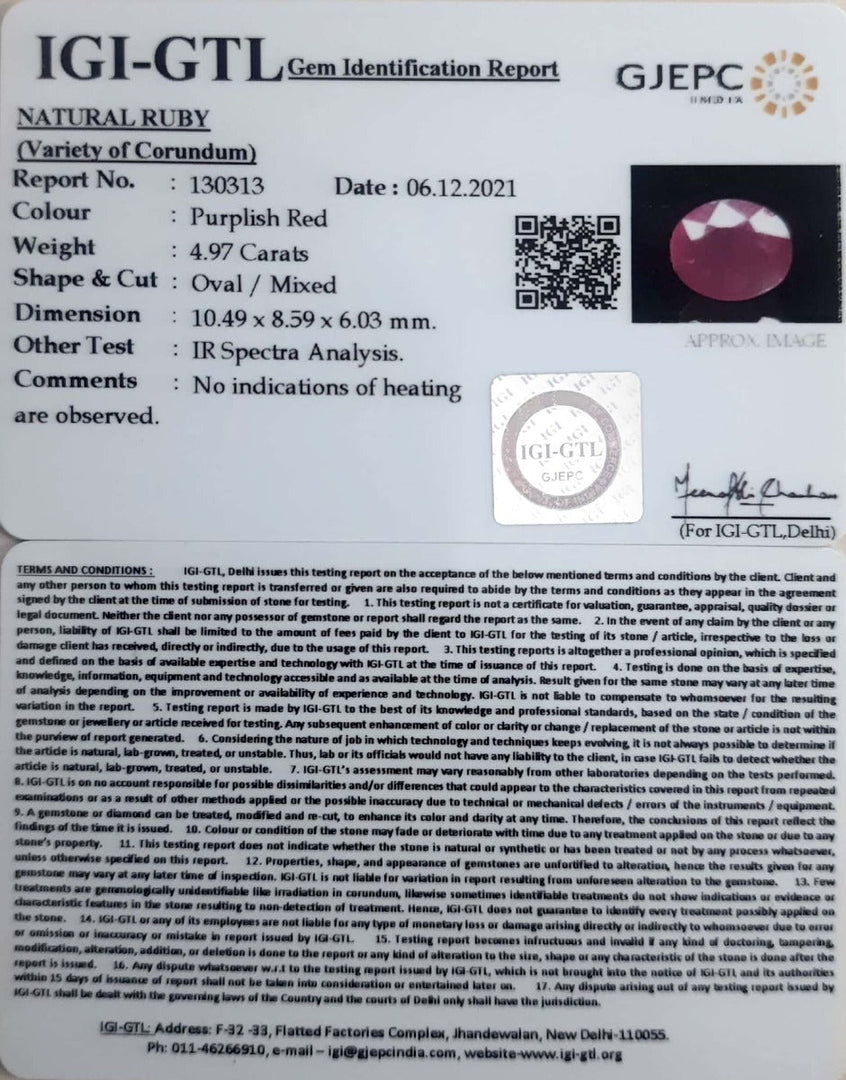 5.51 Ratti Natural new burma Ruby with Govt. Lab Certificate-(2331)