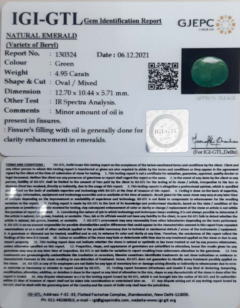 5.49 Ratti Natural Panna Stone with Govt. Lab Certified-(130324)