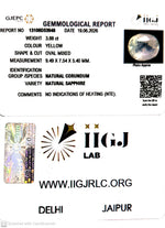 Load image into Gallery viewer, 3.88/CT Natural Yellow Sapphire With Govt Lab Certificate-13108D53948