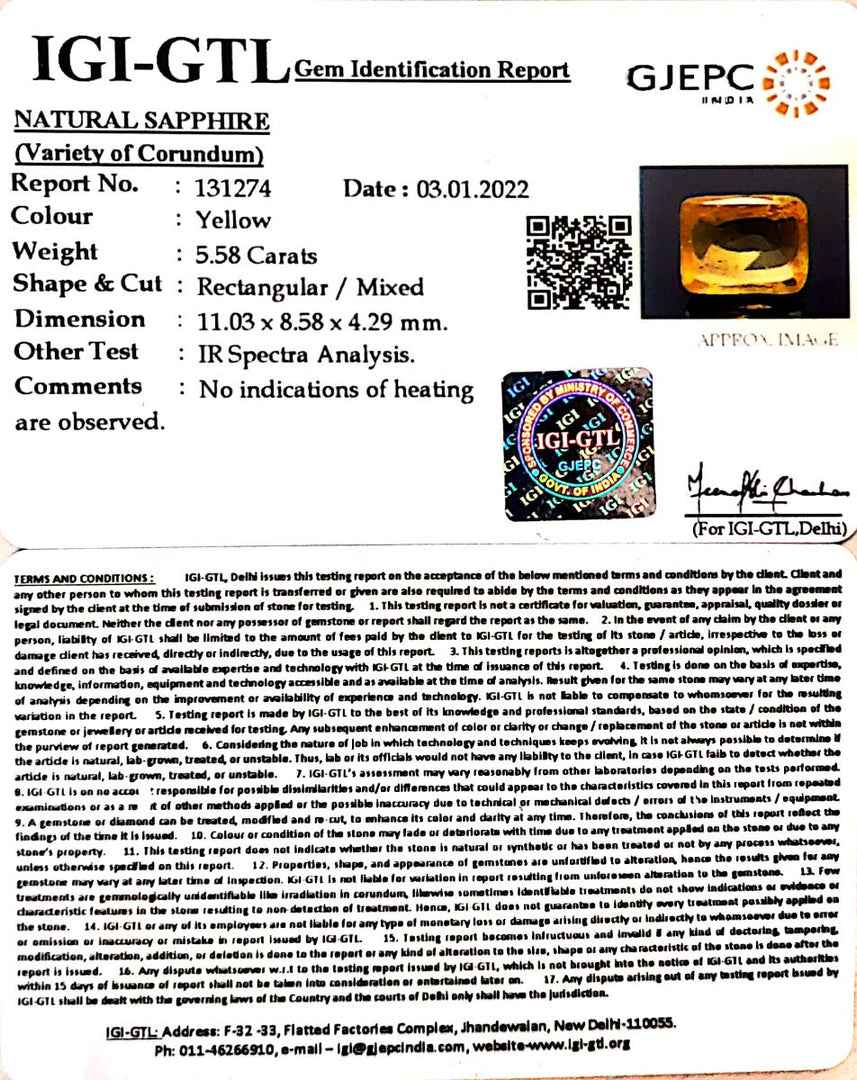 5.58/CT Natural Ceylonese Pukhraj with Govt Lab Certificate-45510