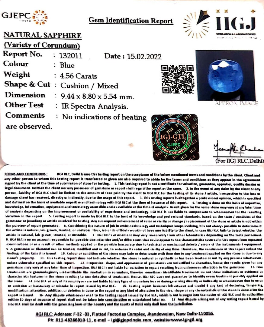 5.06 Ratti Natural blue sapphire with Govt. Lab Certificate (6771)