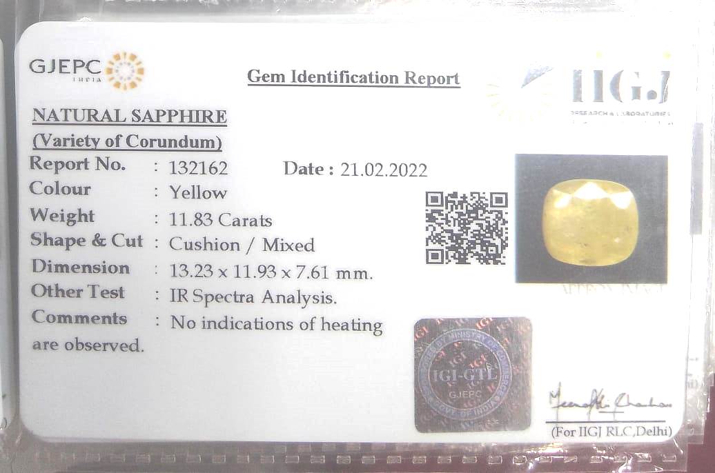 11.83/CT Natural Ceylonese Pukhraj Stone with Govt Lab Certificate (6771)