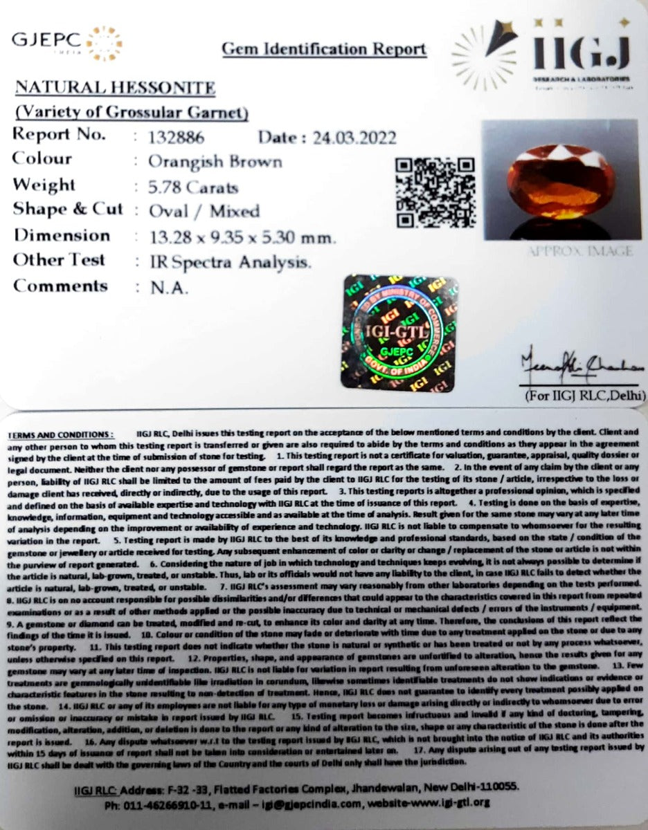 6.41 Ratti Natural Govt. Lab Certified Ceylonese Gomed-(1221)