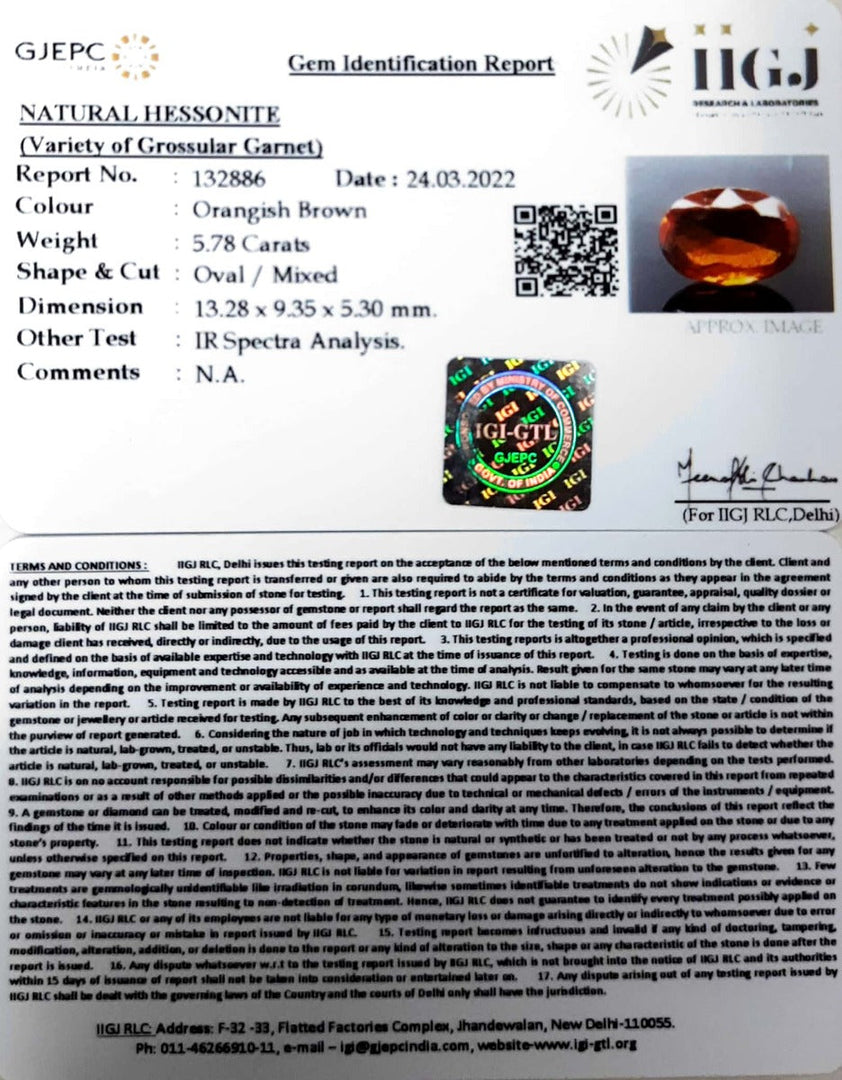 6.41 Ratti Natural Govt. Lab Certified Ceylonese Gomed-(1221)