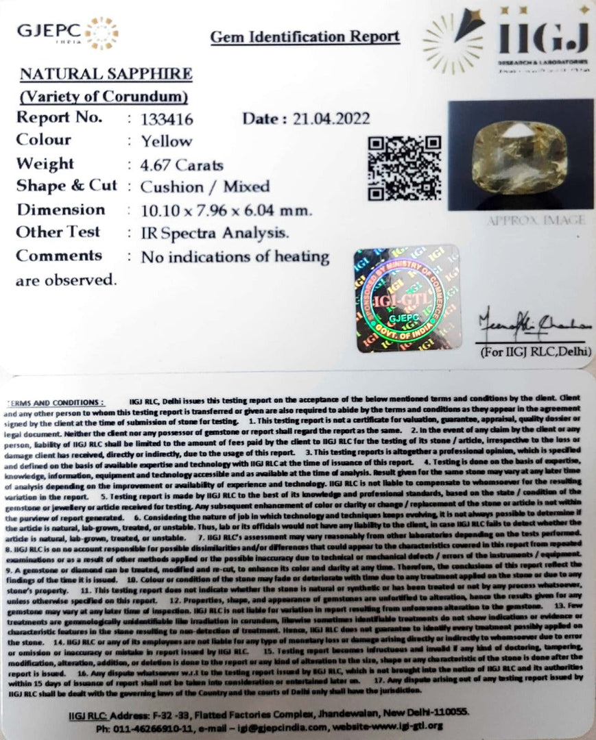 4.67/CT Natural Ceylonese Pukhraj with Govt Lab Certificate-(YELSA9V)