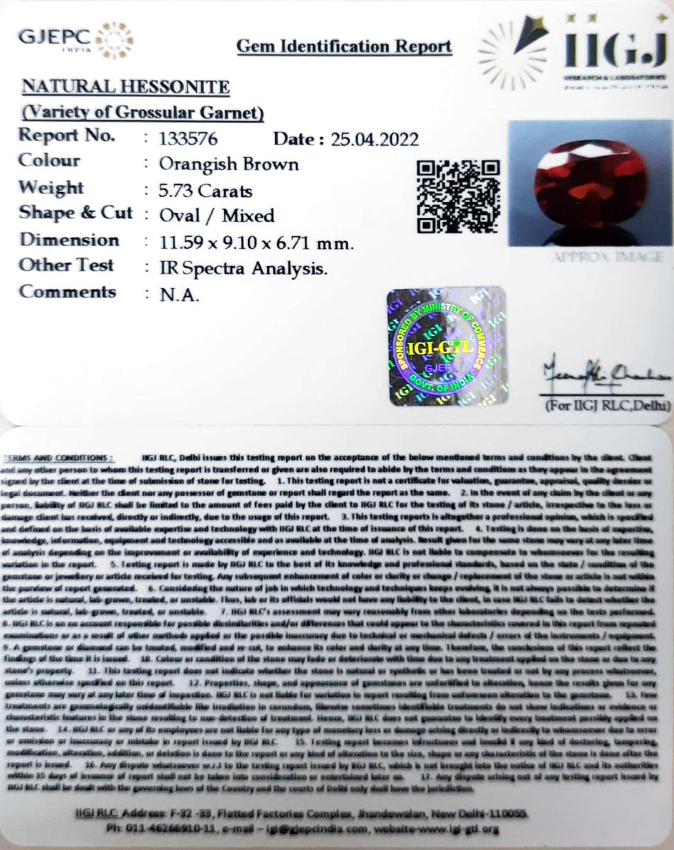 6.36 Ratti Natural Govt. Lab Certified Ceylonese Gomed