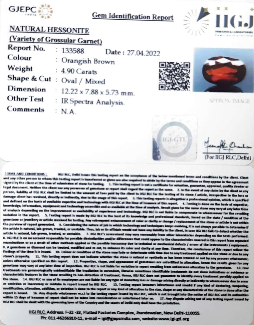 5.43 Ratti Natural Govt. Lab Certified Ceylonese Gomed-(1221)