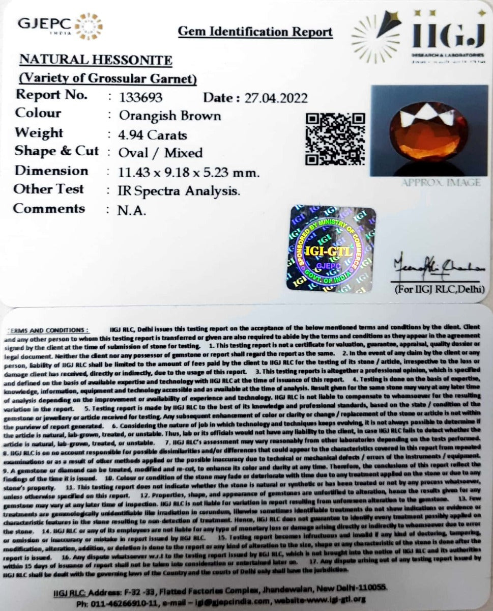 4.94/CT Natural Govt. Lab Certified Ceylonese Gomed-133693