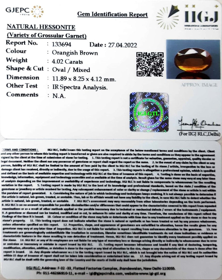 4.02/CT Natural Govt. Lab Certified Ceylonese Gomed-(1221)