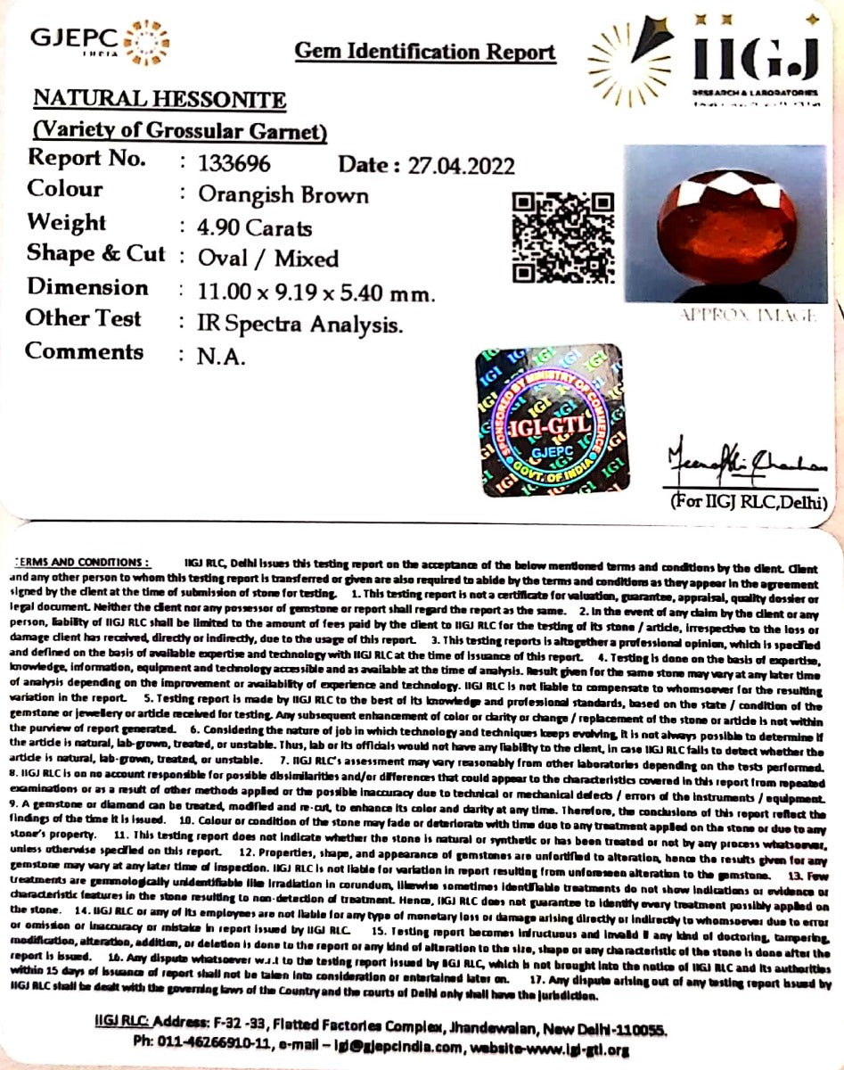 4.90/CT Natural Govt. Lab Certified Ceylonese Gomed-(133696)