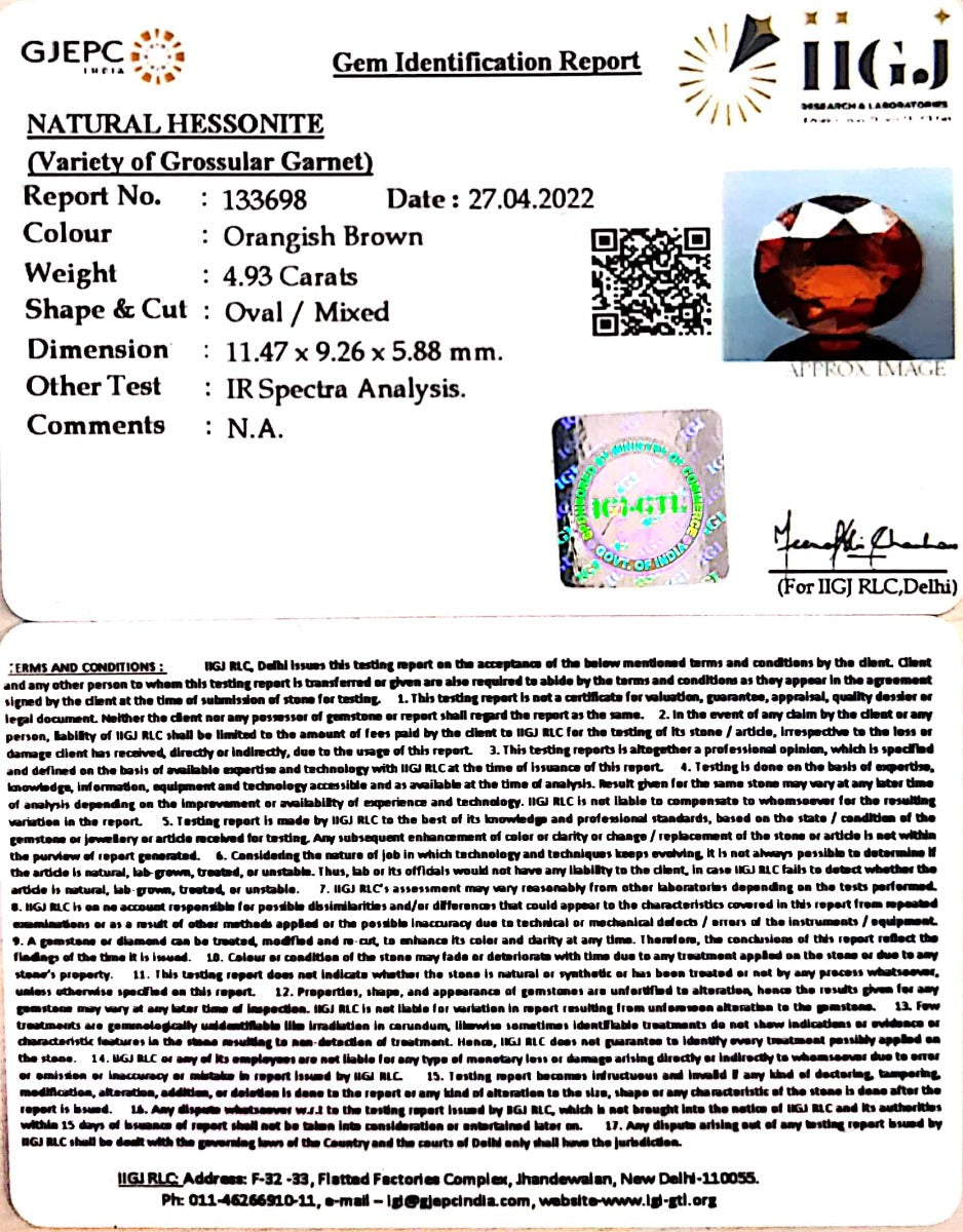 4.93/CT Natural Govt. Lab Certified Ceylonese Gomed-133698