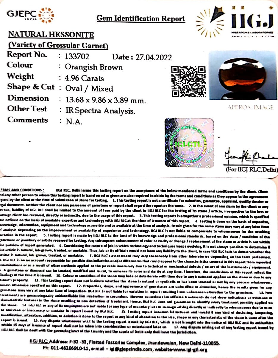 5.39 Ratti Natural Govt. Lab Certified Ceylonese Gomed-(1221)